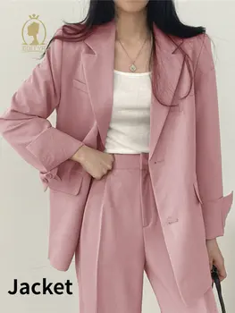 Чисто нов Пролетно-Есенен Розов костюм, Дамско палто, Корейски, Блейзери, Дамски Якета, Дамски Костюмные Панталони, Дамски Костюмные якета 2023