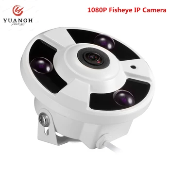 1080P, POE IP камера за помещения с 180-градусным 360-градусным обектив, 2-мегапикселова мрежова камера за видеонаблюдение XMEye APP
